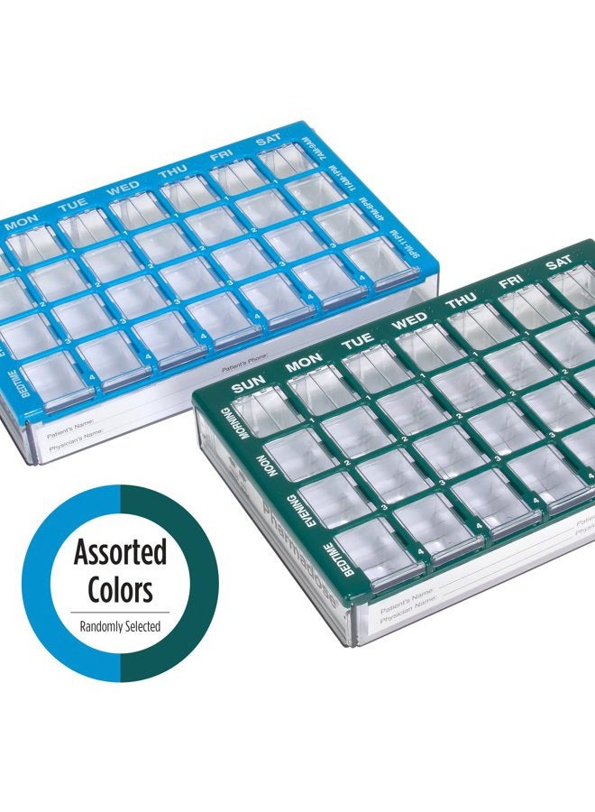 Ezy Dose (7-Day) Pill, Medicine, Vitamin Organizer Box Weekly, 4 Times a Day, AM PM Medium Compartments Clear Lids (91360) - Image 4