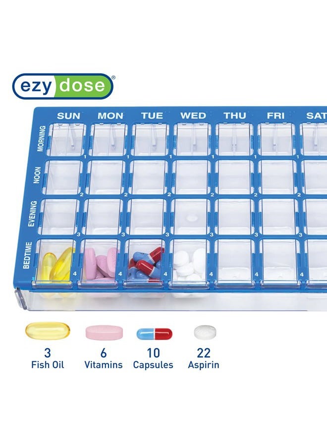 Ezy Dose (7-Day) Pill, Medicine, Vitamin Organizer Box Weekly, 4 Times a Day, AM PM Medium Compartments Clear Lids (91360) - Image 3