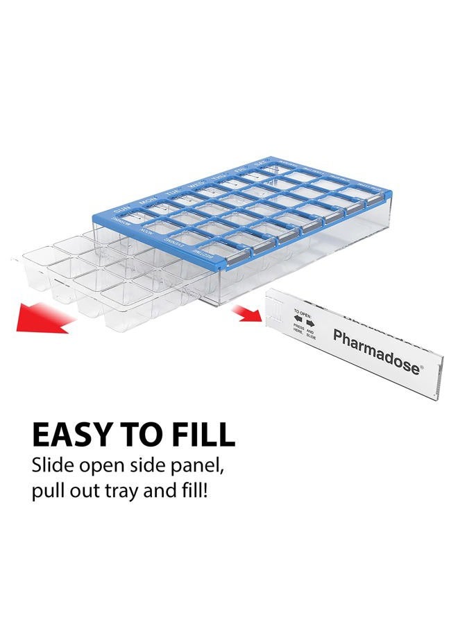 Ezy Dose (7-Day) Pill, Medicine, Vitamin Organizer Box Weekly, 4 Times a Day, AM PM Medium Compartments Clear Lids (91360) - Image 5