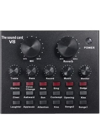 V8 Live Sound Card Bluetooth Sound Mixer Board – 3.5mm Audio Interface, 16 Sound Effects, Dual DSP Noise Reduction Chip, 6 Connecting Methods for Live Streaming, Recording, and Gaming – Ideal for PC & Mobile (V8 AMP) - pzsku/Z79C49D5D201198B69361Z/45/1746006453/2ade1e5e-5c53-458d-9a7c-0c301b560217