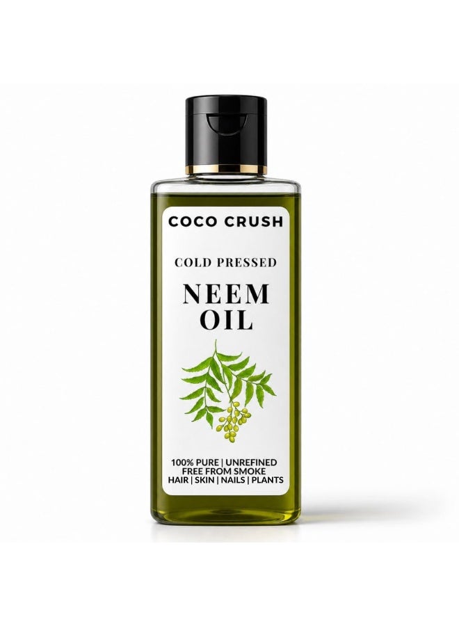 Coco Crush Cold Pressed Neem Oil | Pure Unrefined | For Hair Scalp Skin Nails & Plants | Chemical & Hexane Free | Natural Ayurvedic | Men & Women | 50ml - Image 1
