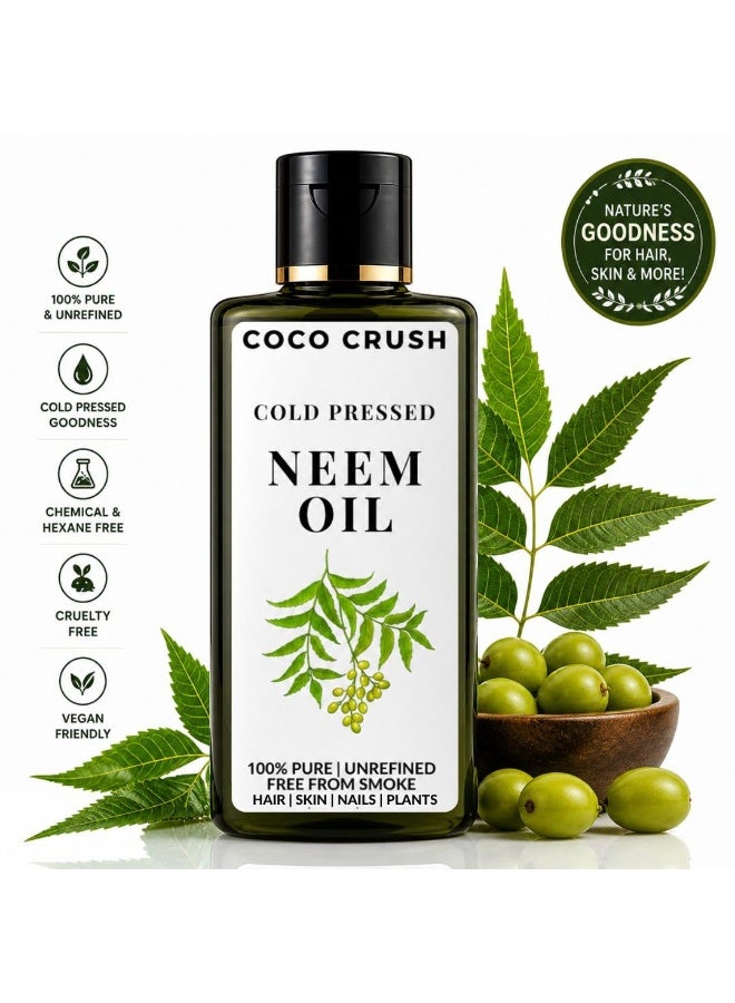 Coco Crush Cold Pressed Neem Oil | Pure Unrefined | For Hair Scalp Skin Nails & Plants | Chemical & Hexane Free | Natural Ayurvedic | Men & Women | 50ml - Image 3