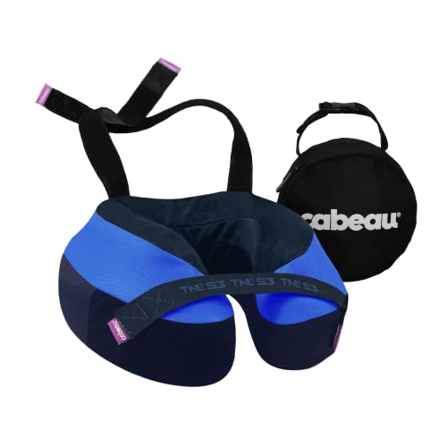 Cabeau Cabeau Travel Neck Pillows for Airplanes  The Necks Evolution TNE S3  Supportive Memory Foam Design for Long Haul Flights  Attachable Seat Straps and 360 Support Sydney Blue 