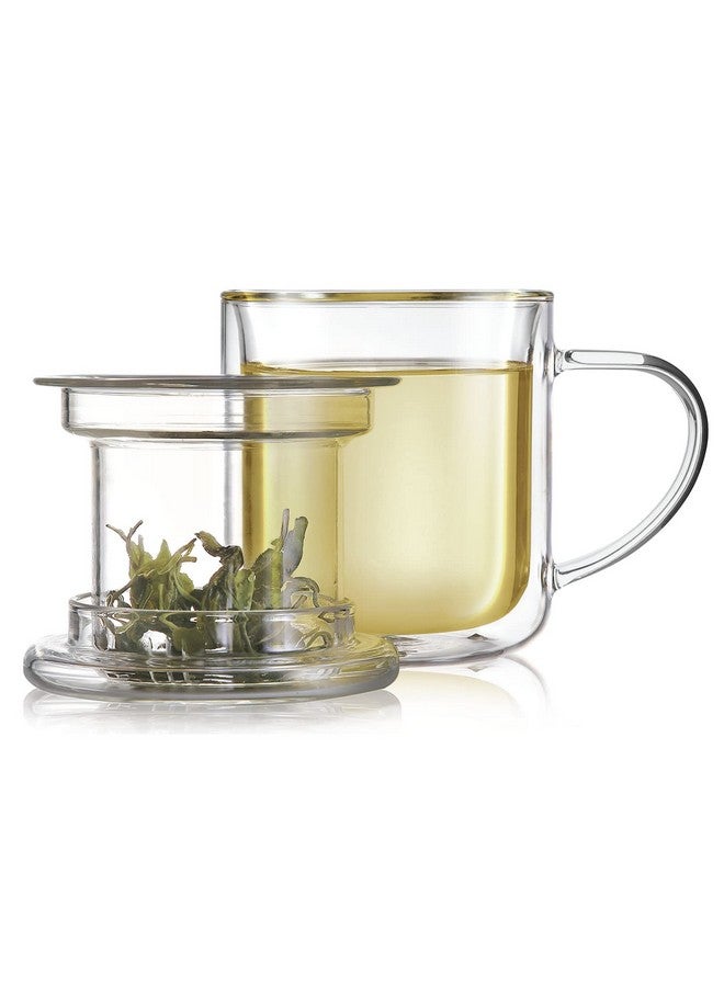 Teabloom Teabloom Heatproof and Insulated Borosilicate Glass Tea Cup with Infuser for Whole-Leaf Loose Tea - Tea Purist's Choice - Wellbeing Double-Walled Infusion Mug with Lid (8 oz)  - Image 1