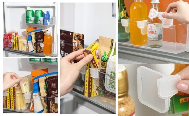 Zipzox Zipzox Kitchen Refrigerator Internal Drawer Shelf Divider Clip Expandable Fridge Drawers Storage Partition Clips Storage Organizer Space Dividing Bottle Food Packets Organizer for Refrigerator 4Pcs  - Image 3
