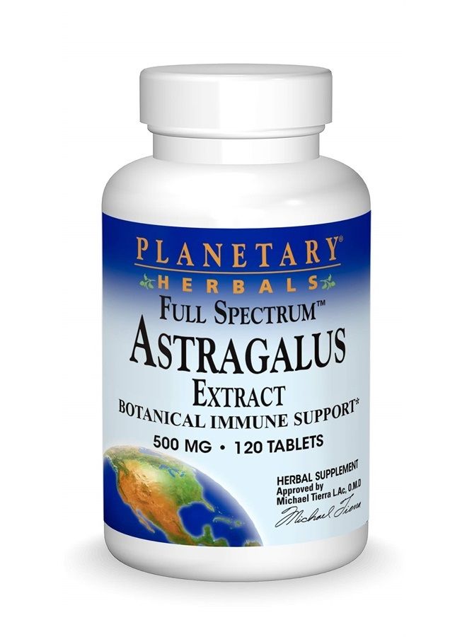 PLANETARY HERBALS Astragalus Extract, Full Spectrum 500 mg Botanical for Immune System Support - 120 Tablets - Image 1