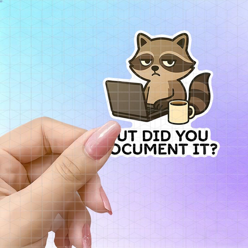 Dispirited Cute Raccoon For Workers 7 62cm Laptop Water Cup Notebook Station Sticker - Image 1