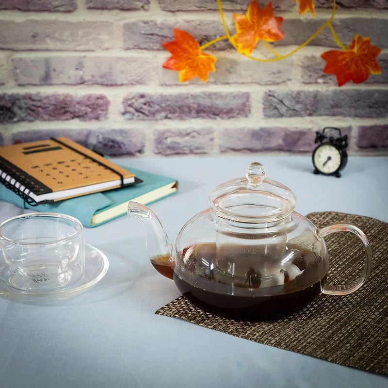 EZ Life Borosilicate Glass Tea Pot with Infuser Cup with Strainer Lid, Tea Kettle, Glass Teapot Kettle Coffee Pot Tea Kettle Cold Water Kettle - Induction Friendly -Transparent - 1000 ml, 1 Piece - Image 2