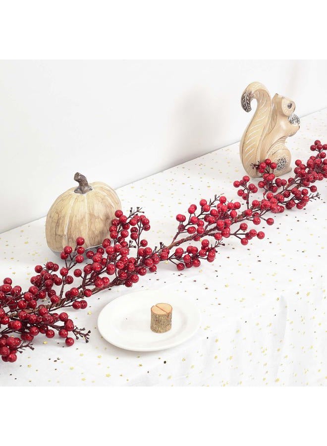 Lvydec Red Berry Garland Christmas Decoration - 6ft Artificial Red Berry Garland with Bendable Stems for Holiday Fireplace Stairs Table Decorations - Image 2