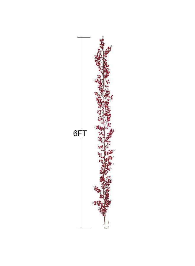 Lvydec Red Berry Garland Christmas Decoration - 6ft Artificial Red Berry Garland with Bendable Stems for Holiday Fireplace Stairs Table Decorations - Image 5