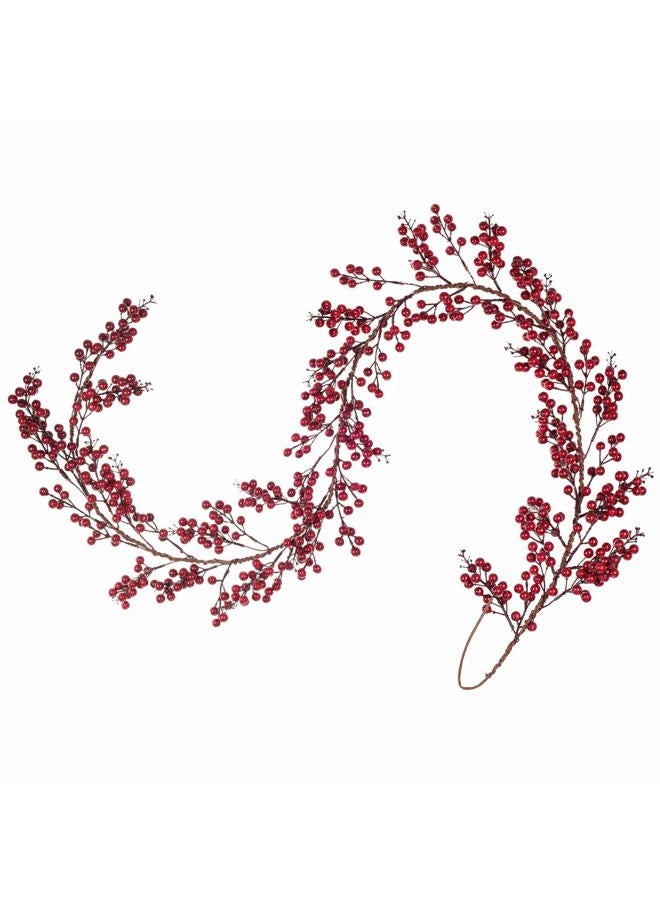 Lvydec Red Berry Garland Christmas Decoration - 6ft Artificial Red Berry Garland with Bendable Stems for Holiday Fireplace Stairs Table Decorations - Image 1