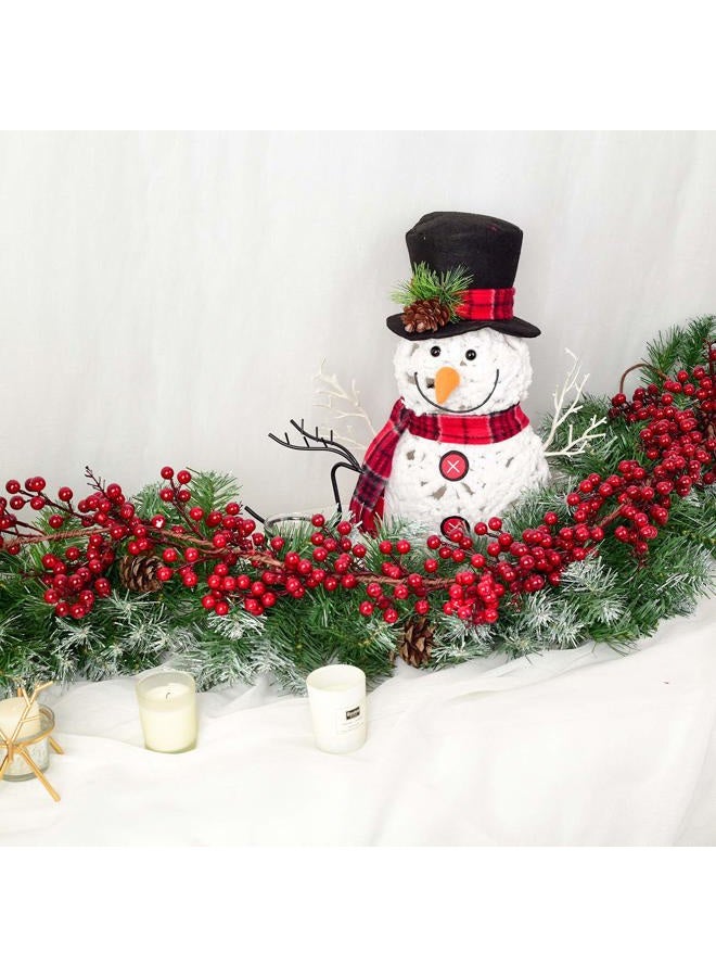 Lvydec Red Berry Garland Christmas Decoration - 6ft Artificial Red Berry Garland with Bendable Stems for Holiday Fireplace Stairs Table Decorations - Image 3
