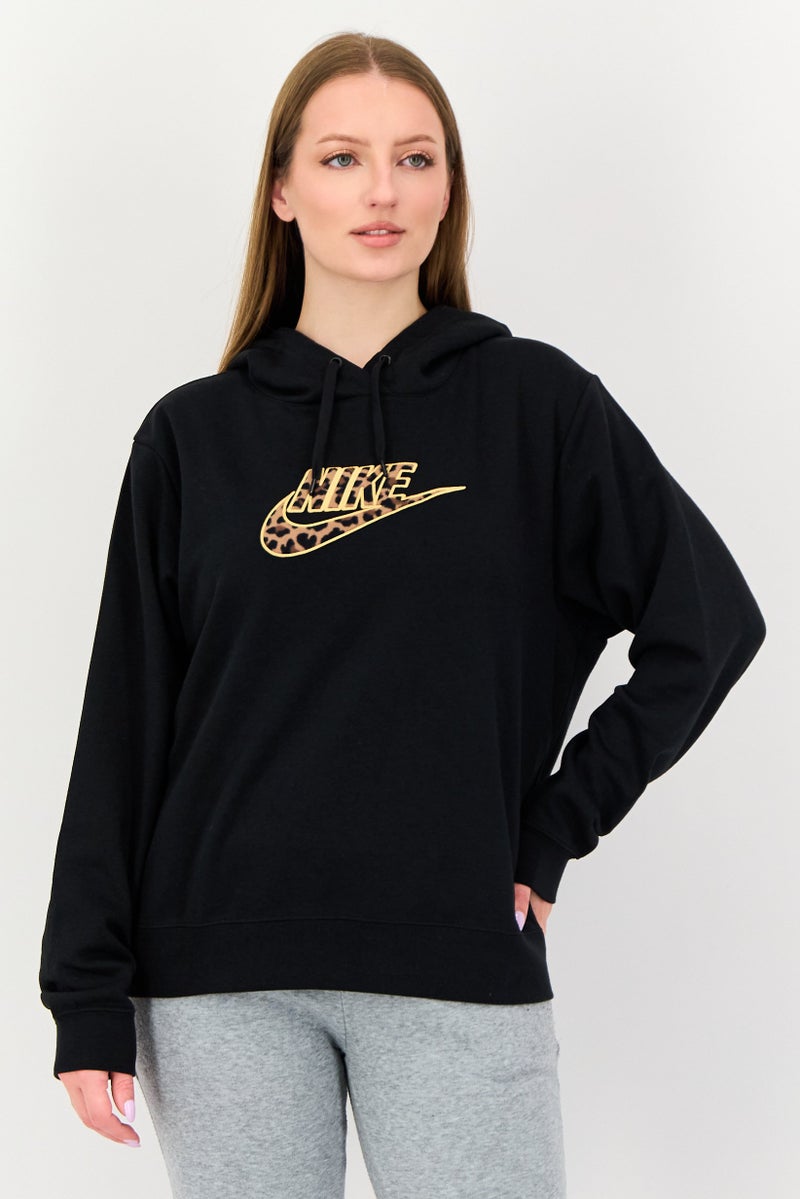 Nike هودي خارجي طويل الأكمام للنساء، رياضي، أسود - Image 1