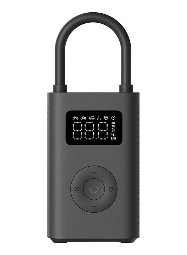 Portable Electric Air Compressor Portable Air Compressor (0.2-10.3 Bar/3-150 PSI, 6 Modes, 2000mAh Battery, 14.4WH, USB-C Charging, LED Display), Black (ES Version) - Image 1