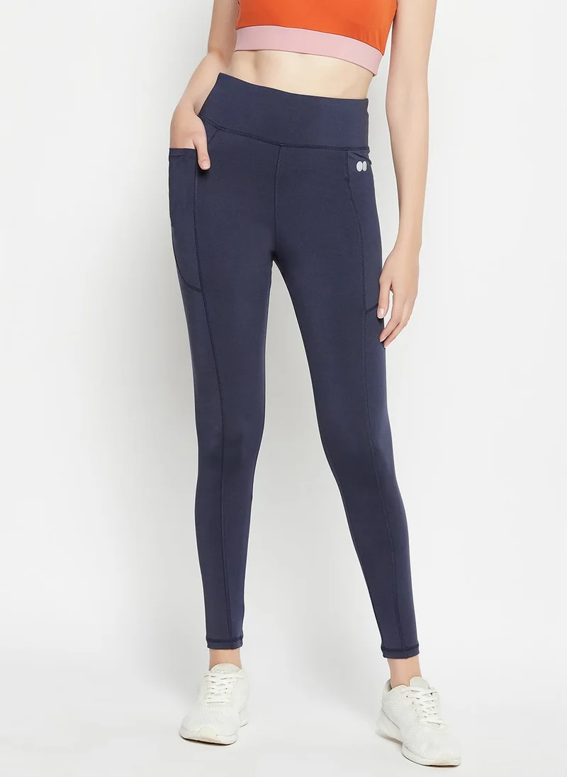 كلوفيا Clovia High-Rise Active Tights in Navy with Side Pocket