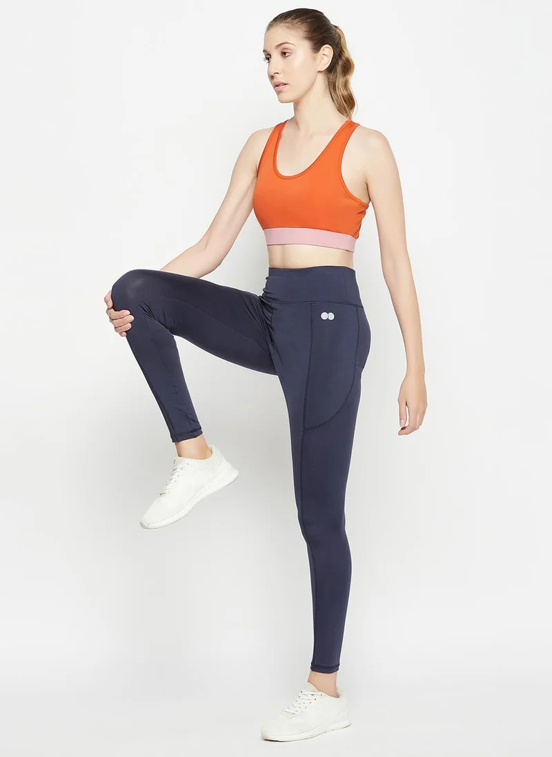 كلوفيا Clovia High-Rise Active Tights in Navy with Side Pocket