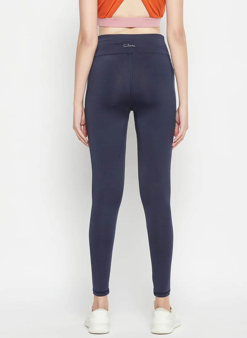كلوفيا Clovia High-Rise Active Tights in Navy with Side Pocket