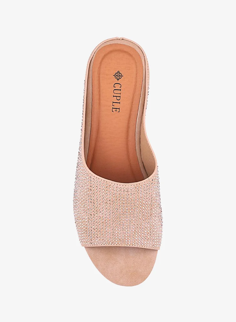 Cuple Nude Women Perforated Mule Flats for Women | Best Price UAE