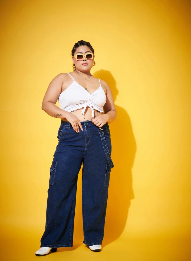 Sassafras Plus Size Straight Leg Cargo Jeans - Image 1