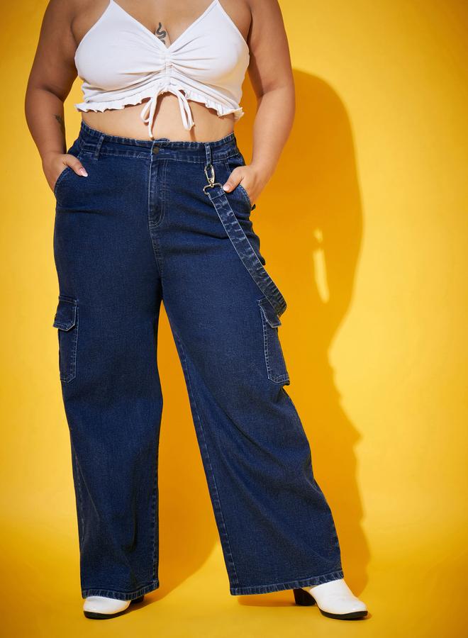 Sassafras Plus Size Straight Leg Cargo Jeans - Image 2