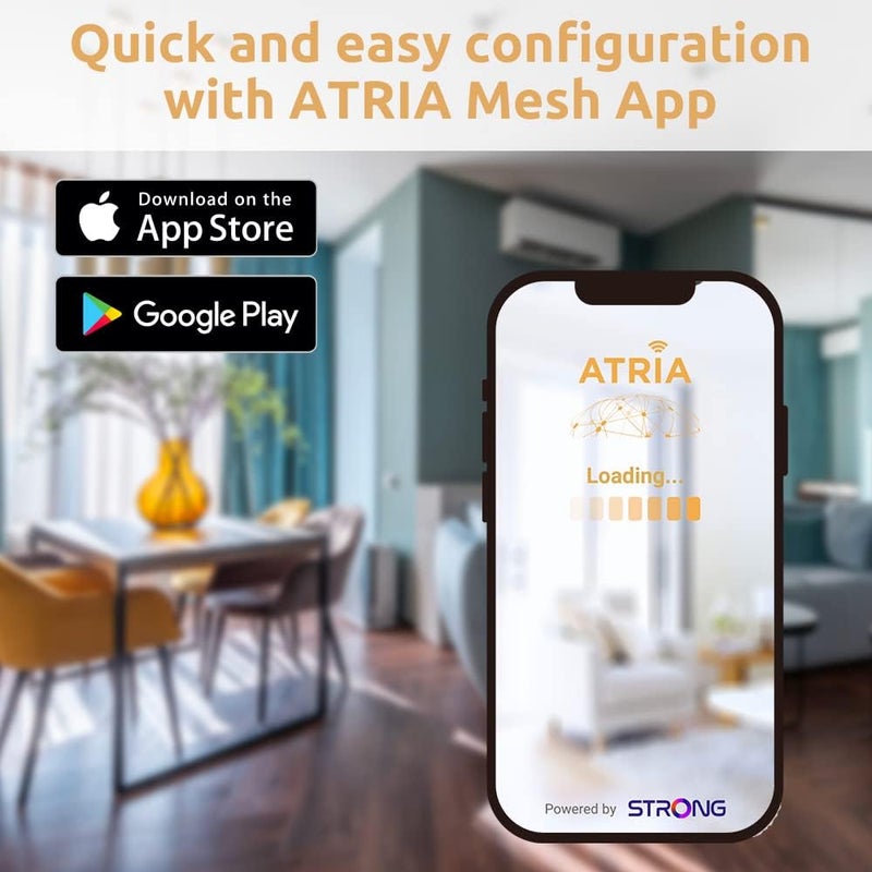 STRONG ATRIA AX3000 Mesh Wi-Fi 6 System: Coverage up to 3,600sq.ft (300m2), Connects 254 Devices, 3 Gigabit Ports/Node, Enhanced Performance with 160 MHz Channels, App Control, Simple Setup (3 Packs) - Image 4