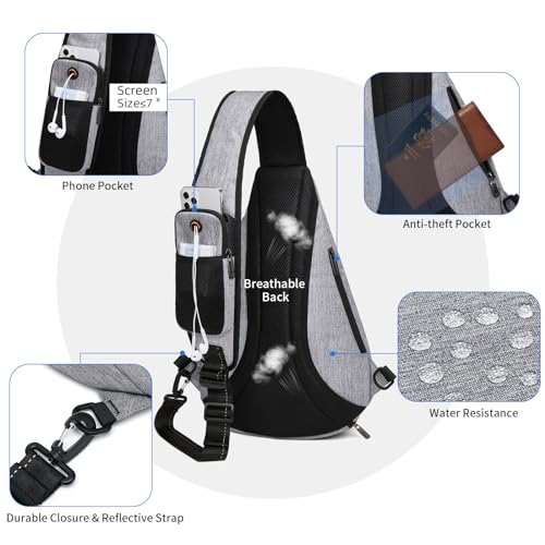 TUDEQU Sling Bag for Men Crossbody Backpack,19L Sling Backpack Mens Sling Bag, 8 Pockets Sling Pack,One Strap Backpack - Image 4