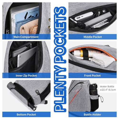TUDEQU Sling Bag for Men Crossbody Backpack,19L Sling Backpack Mens Sling Bag, 8 Pockets Sling Pack,One Strap Backpack - Image 3