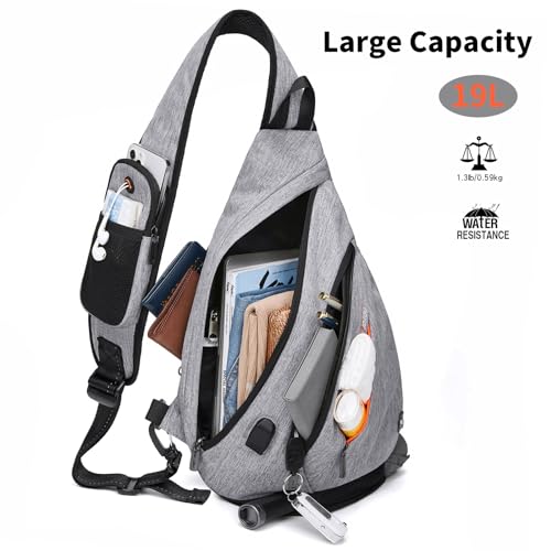 TUDEQU Sling Bag for Men Crossbody Backpack,19L Sling Backpack Mens Sling Bag, 8 Pockets Sling Pack,One Strap Backpack - Image 2