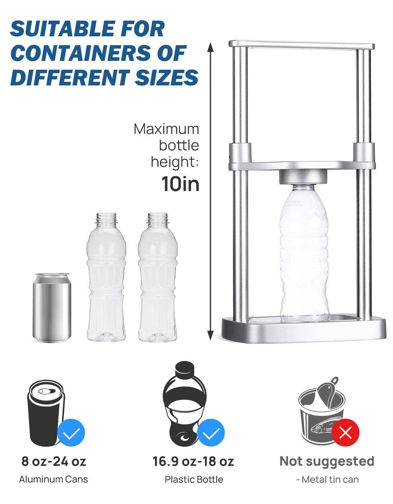 JOYTUTUS Can Crusher, Foot Operated Pedal Can Smasher with Spring Design, Metal Can Compactor, Eco-Friendly Recycling Tool for Soda and beer Cans, 12 oz - 24 oz Perfect for Camping/RV-Silver - Image 3