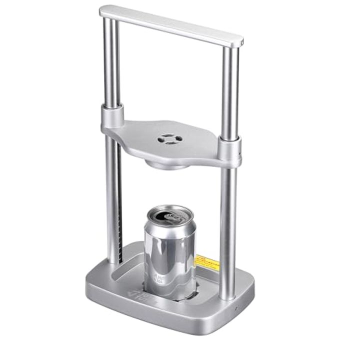 JOYTUTUS Can Crusher, Foot Operated Pedal Can Smasher with Spring Design, Metal Can Compactor, Eco-Friendly Recycling Tool for Soda and beer Cans, 12 oz - 24 oz Perfect for Camping/RV-Silver - Image 1