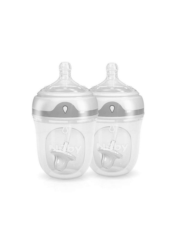 Nuby 2 Piece 360 Comfort Silicone Bottle, Transparent, 8 Oz, 2 Count - Image 1