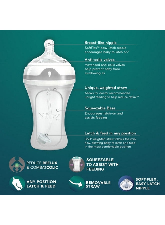 Nuby 2 Piece 360 Comfort Silicone Bottle, Transparent, 8 Oz, 2 Count - Image 3
