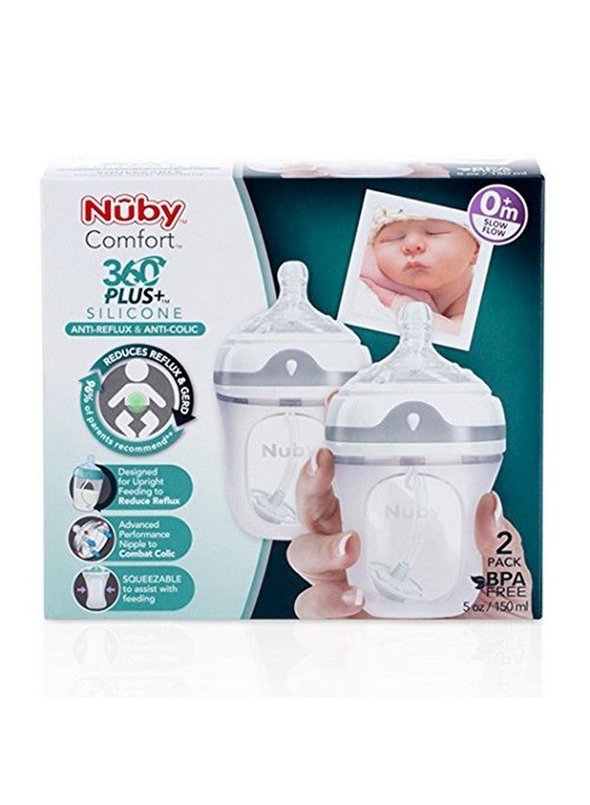 Nuby 2 Piece 360 Comfort Silicone Bottle, Transparent, 8 Oz, 2 Count - Image 2