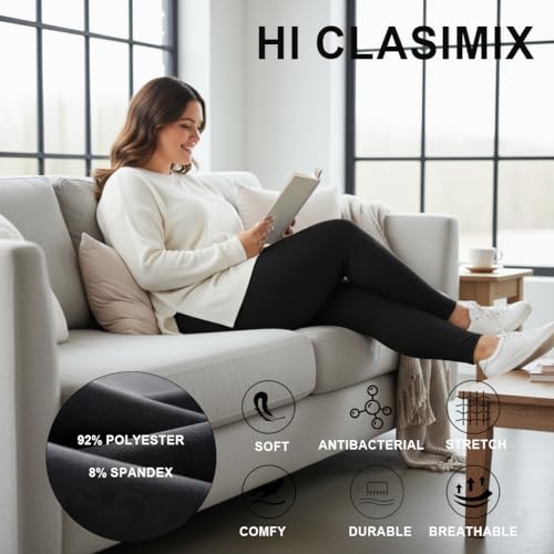 Hi Clasmix Plus Size Leggings for Women Black XX-Large-2 Pack High Waisted Tummy Control Soft Maternity Athletic Casual Yoga Pants for Curvy Women - Image 2