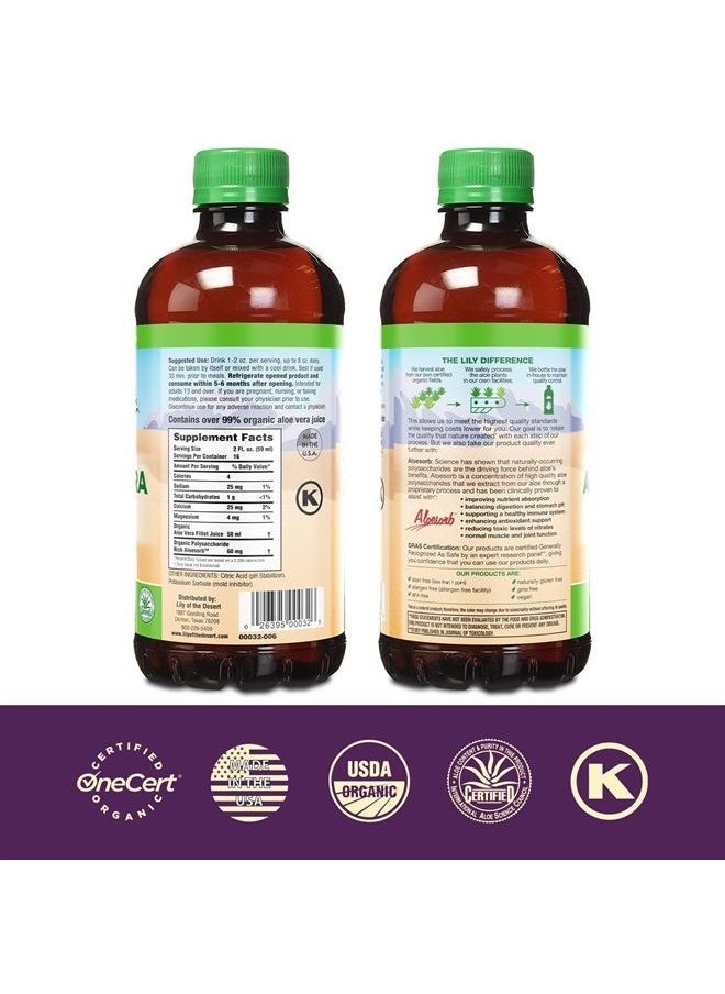 Lily Of the Desert - Lily of the Desert Aloe Vera Juice - Inner Fillet Aloe Vera Drink, Organic Aloe Juice with Natural Vitamins, Digestive Enzymes for Gut Health, Stomach Relief, Wellness, Glowing Skin, 32 Fl Oz - Image 1