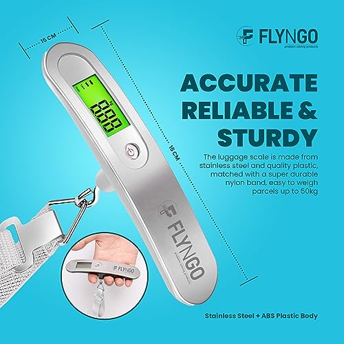 FLYNGO Weight Machine For Luggage Weighing Scale For Luggage Capable Up To 50 Kg With Lcd Display Luggage Scale For Bags, Travel, Flights, Home, Shop, Gas Cylinder (A1), Silver - Image 2