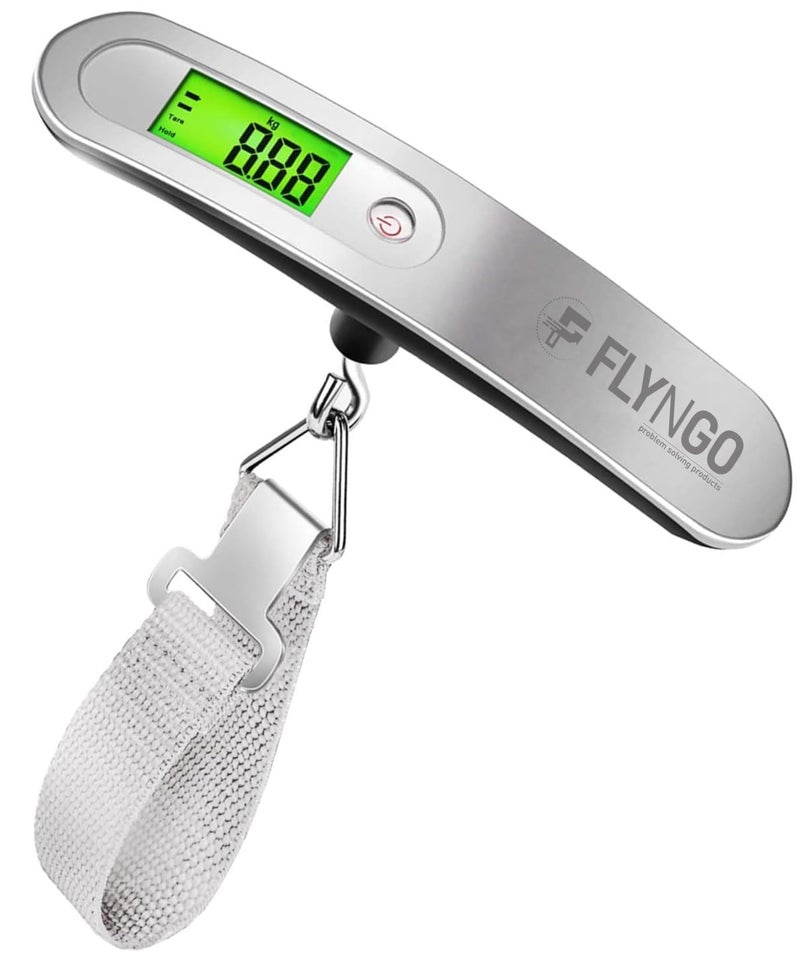 FLYNGO Weight Machine For Luggage Weighing Scale For Luggage Capable Up To 50 Kg With Lcd Display Luggage Scale For Bags, Travel, Flights, Home, Shop, Gas Cylinder (A1), Silver - Image 1