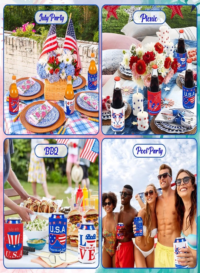 jollylife 16PCS 4th/Fourth of July Decorations Can Cooler Sleeves for Independence Day Memorial Day Patriotic Party Supplies - Image 2