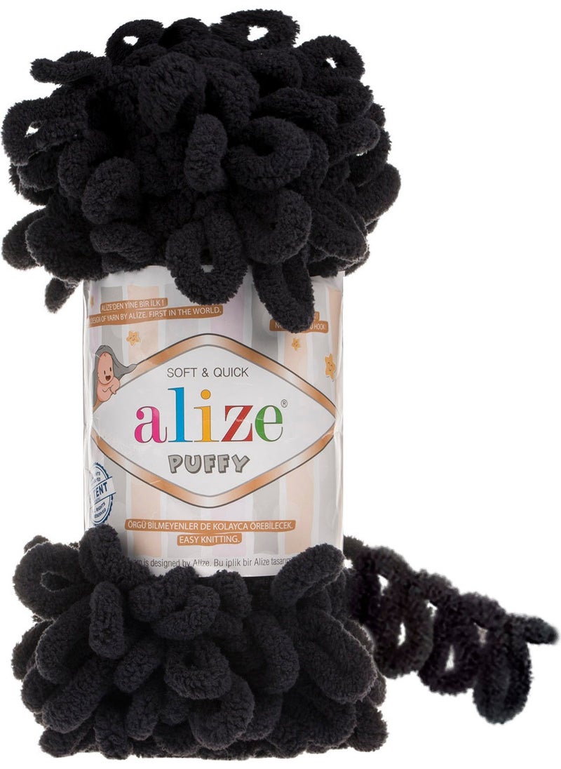 ALIZE - Puffy Hand Knitting Yarn (Pack of 5) - 60-Black - Image 1