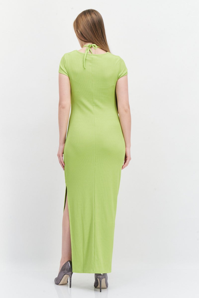 RIVER ISLAND Women Plain Cut Out Maxi Dress, Green - Image 4