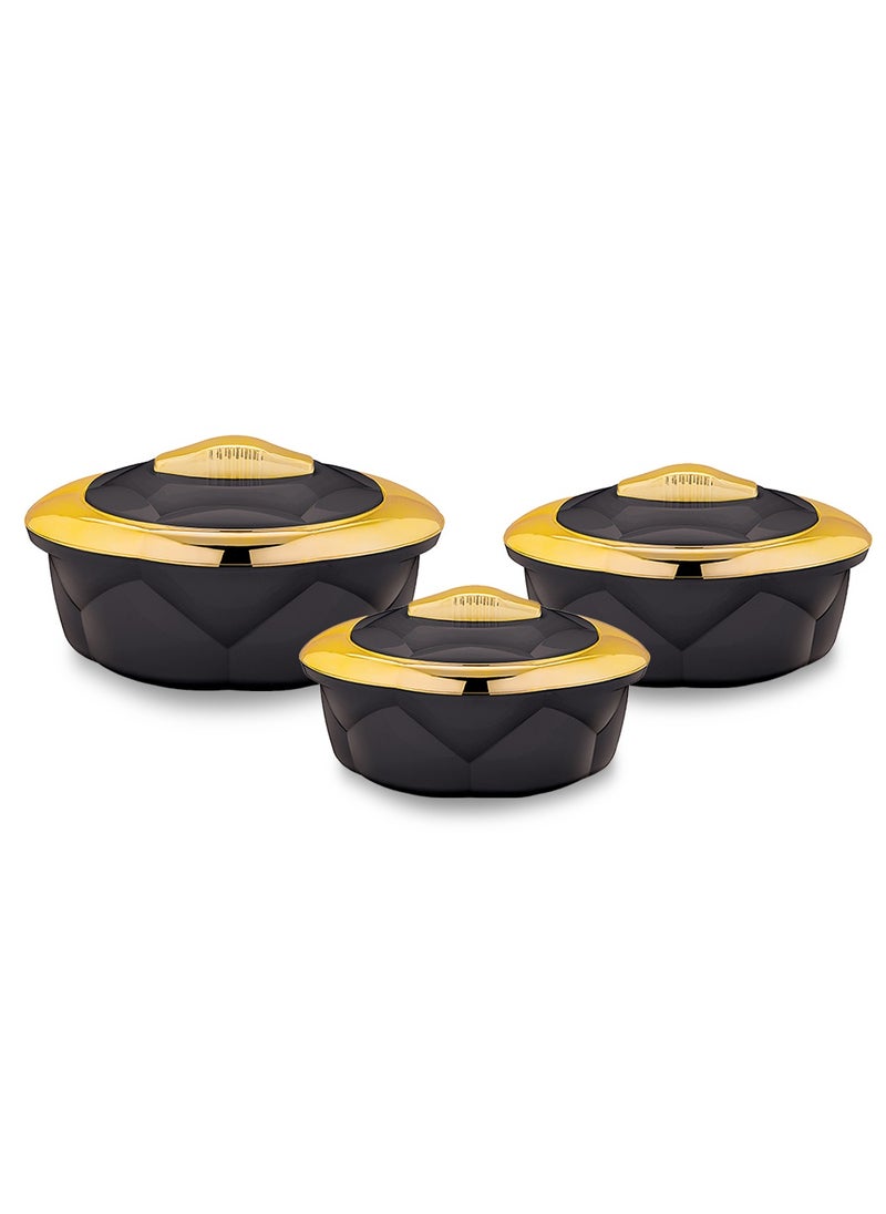 AXIS - Allure 3pcs Casserole Set Stainless Steel Inner Casing Black Color - 1.2L,2.2L,3.2L - Image 1