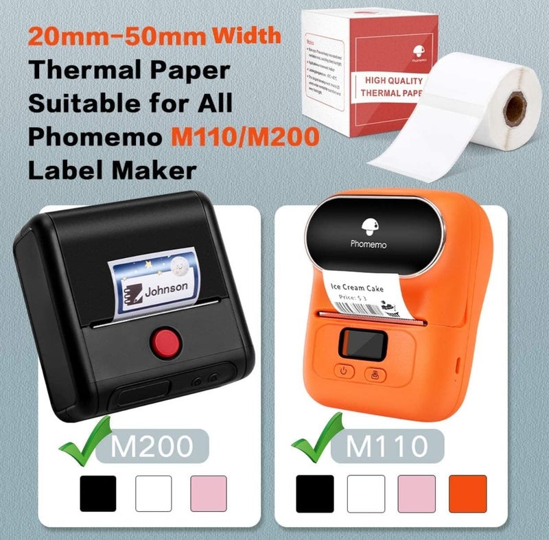 phomemo Multi-Purpose Self-Adhesive Round Label For -M110/M200 Label Maker, （40X40 Mm）Thermal Label For Barcode Label, Diy Logo Design, Black On White - Image 2