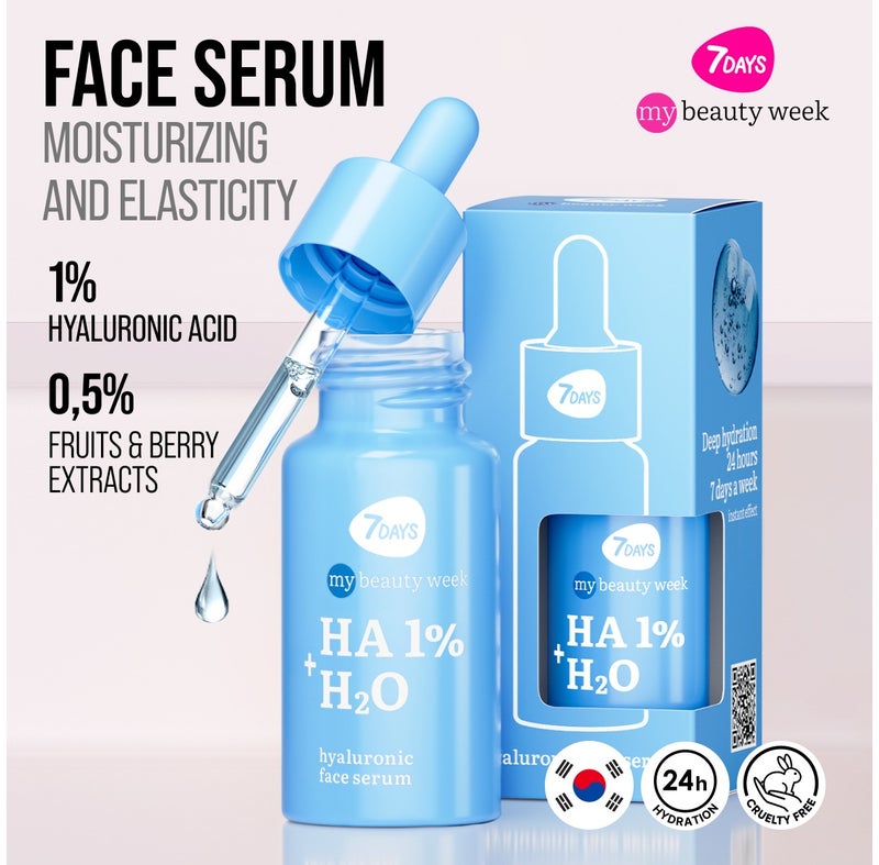 7DAYS MY BEAUTY WEEK HA 1%+H2O Hyaluronic face serum, 20 ml - Image 3