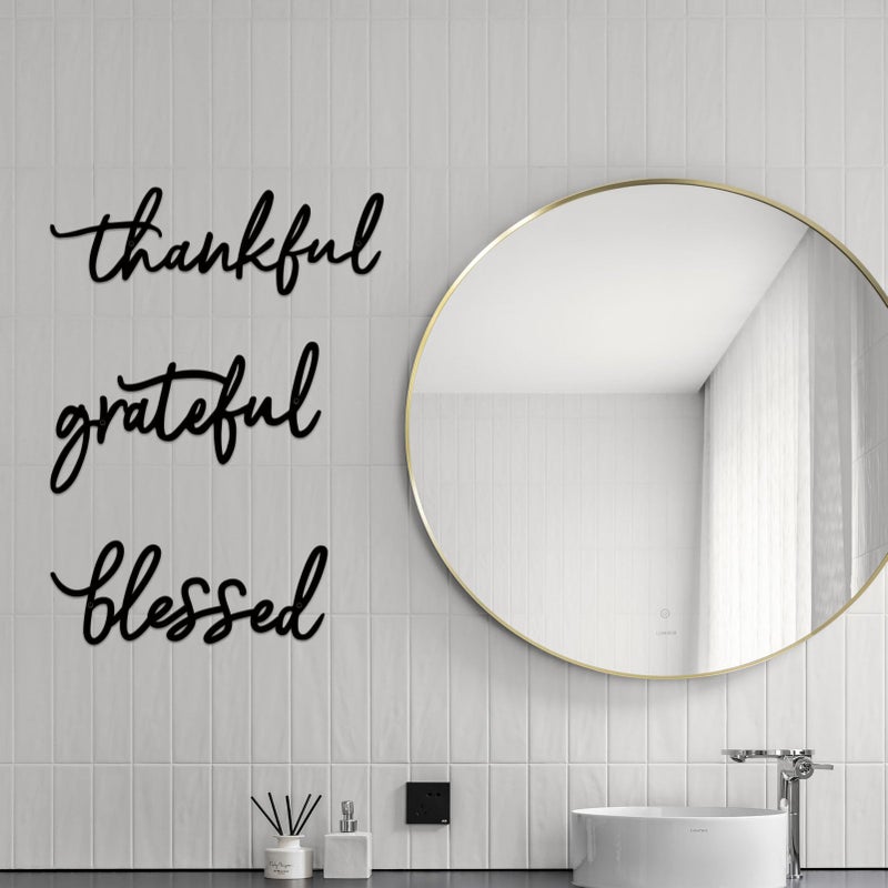 ESTART Thankful Grateful Blessed Letter Sign Metal Wall Decor  3 Piece Black Metal Letters Wall Art for Bathroom Metal Words Wall Decor for Home Decor - Image 4
