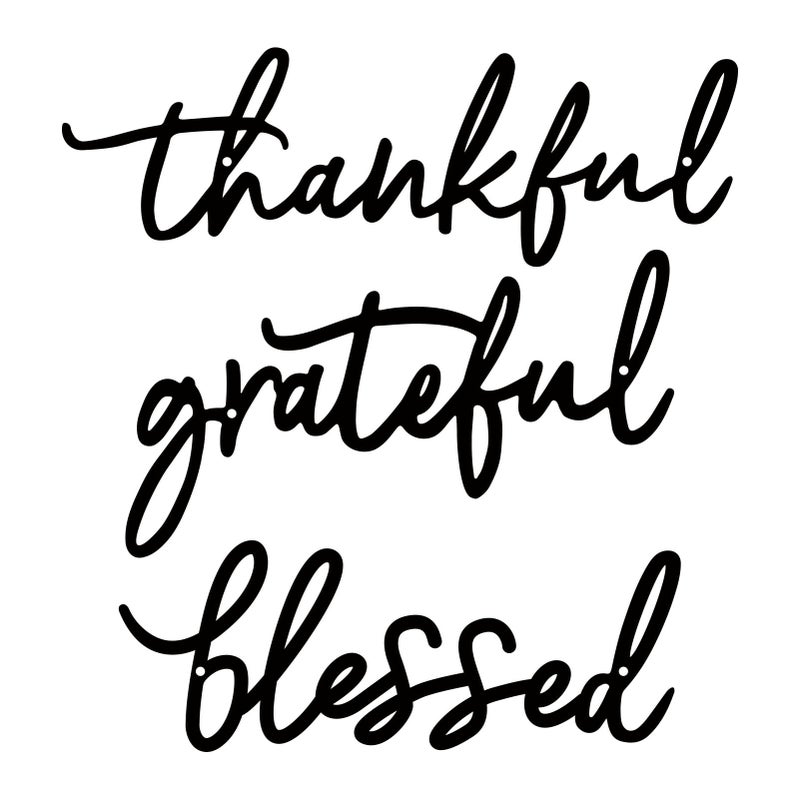 ESTART Thankful Grateful Blessed Letter Sign Metal Wall Decor  3 Piece Black Metal Letters Wall Art for Bathroom Metal Words Wall Decor for Home Decor - Image 1
