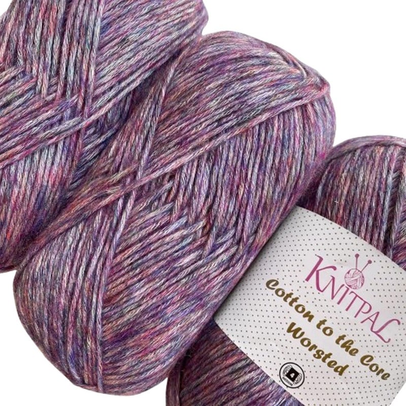 Cotton to The Core Worsted Weight Yarn for Crocheting 3 Skeins 654 Yds300G Free Patterns  Soft Cotton Yarn for Knitting  4 Medium Worsted Weight  Grape Purple