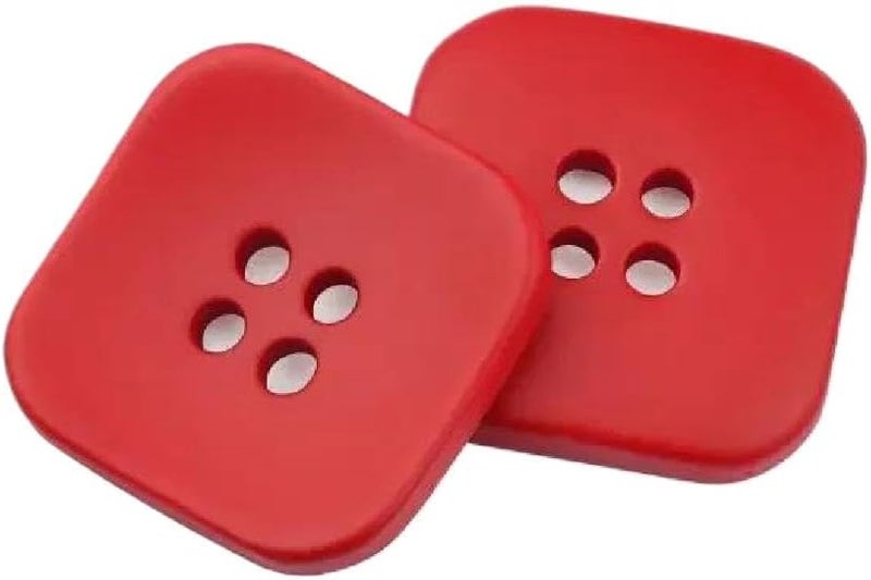 Buttons,Metal Buttons, Buttons 10pcs/lot Resin Button Square Round Colorful Children for 18/21/25/28/30mm Sewing Clothing DIY Craft(Square Red,30mm) - Image 1