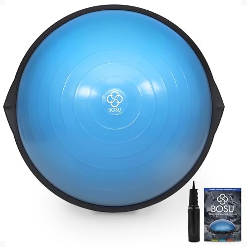 Bosu Balance Ball Exercise Trainer, Home Gym Equipment w/ Guided Workouts & Pump, 26", Blue - Inflatable Fitness Platform for Strength Training, Standing, Balancing, and Core Workout - Image 1
