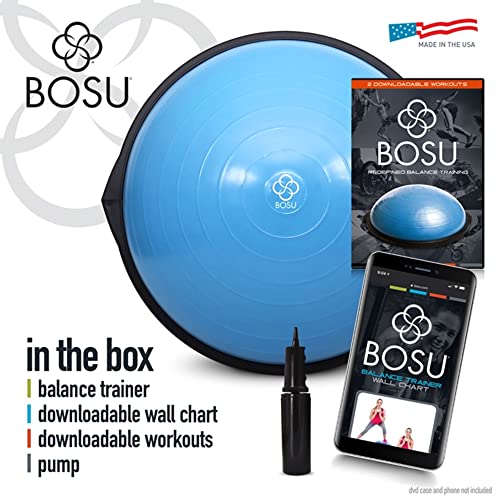 Bosu Balance Ball Exercise Trainer, Home Gym Equipment w/ Guided Workouts & Pump, 26", Blue - Inflatable Fitness Platform for Strength Training, Standing, Balancing, and Core Workout - Image 5