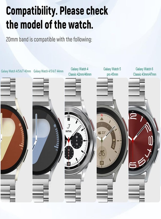 SPGUARD Band Compatible with Samsung Galaxy Watch 7 6 5 4 Band 40mm 44mm 45mm/Watch 6 4 Classic 42mm 46mm 43mm 47mm,Metal Stainless Steel Bands Strap Men Women,NOT for Galaxy Watch Ultra 47mm(2024) - Image 2